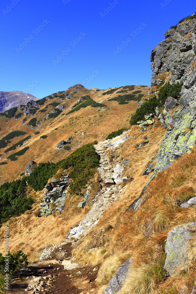 Poland, Tatra Mountains, Zakopane - Czerwone Wierchy - Suchy Wierch Kondracki, Kondracka Kopa, Malolaczniak and Krzesanica peaks with Western Tatra in background