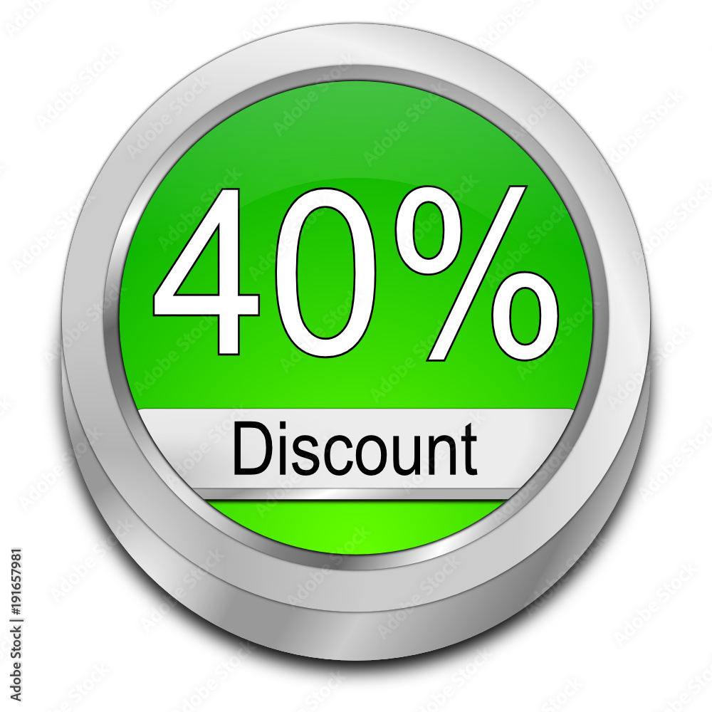 40% Discount button - 3D illustration 40% Discount button - 3D illustration