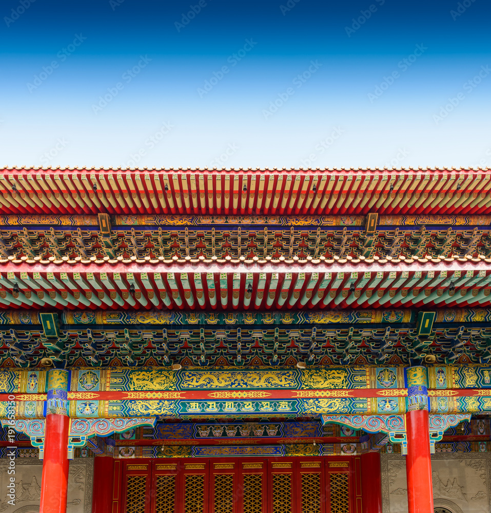 Ancient door and traditional Chinese Temple building Ancient door and traditional Chinese Temple building