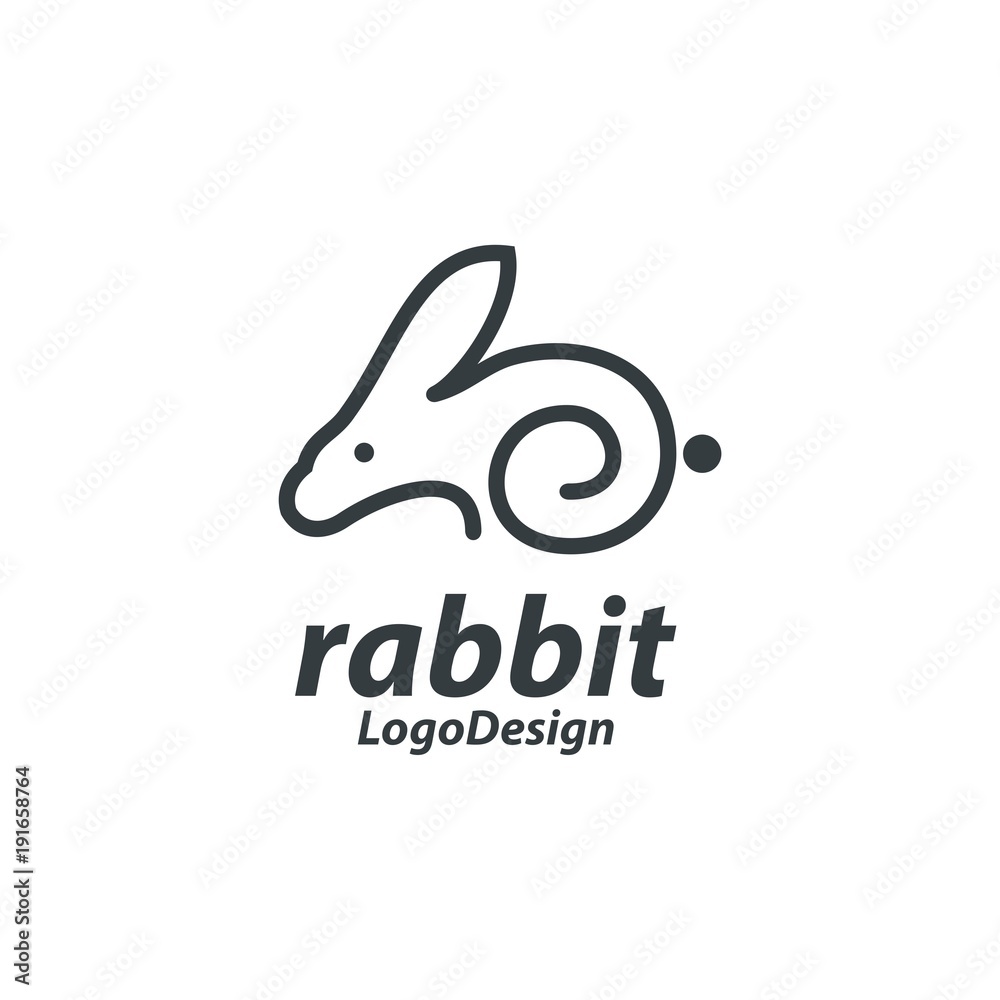 One Line Rabbit Logo, Single Line Bunny Logo Design Vector Illustration One Line Rabbit Logo, Single Line Bunny Logo Design Vector Illustration