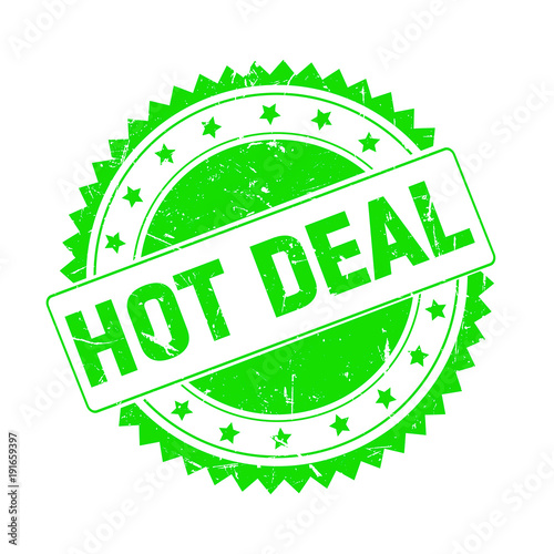Hot Deal green grunge stamp isolated