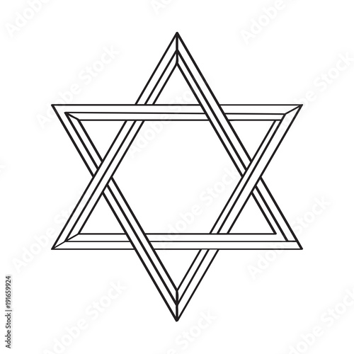 Isolated golden jewish star icon