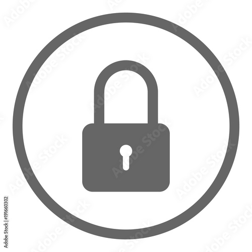 Closed padlock icon in circle. Vector.