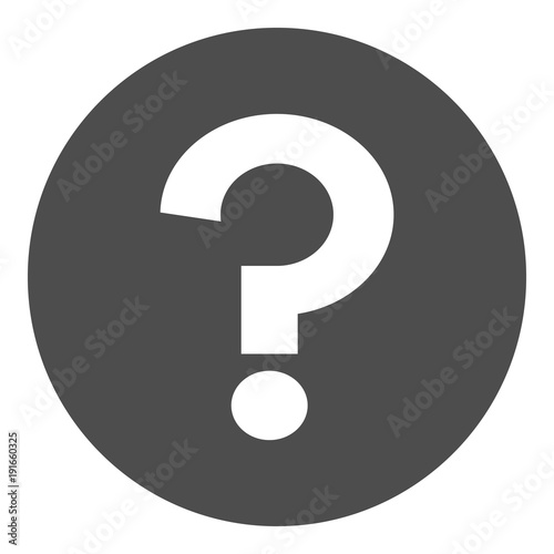 Question mark (FAQ) in black circle. Vector icon.