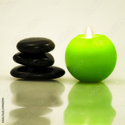 SPA concept, candle and stones