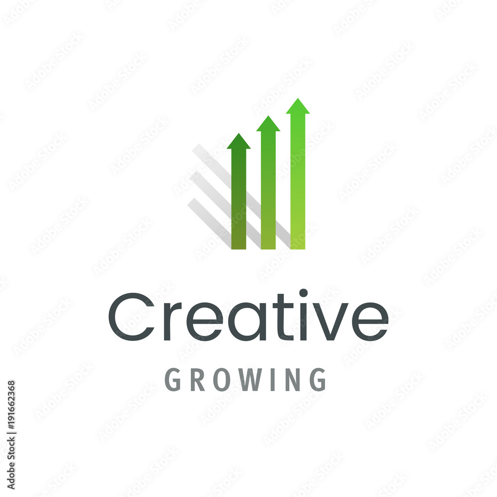 Market statistic report logo template. Creative growing symbol isolated. Modern business emblem vector illustration.