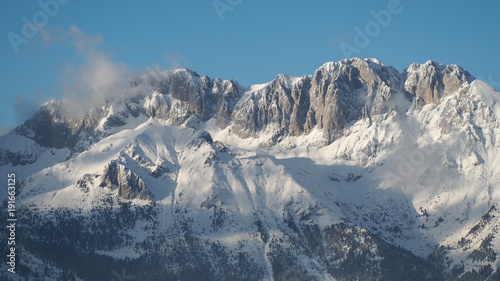 Wonderful panorama from Monte Pora to Presolana after a snowfall. Orobie Prealps  Bergamo  Lombardy  Italy