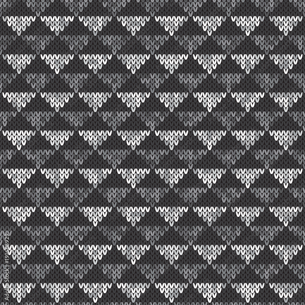 Abstract Knitted Pattern. Vector Seamless Background with Shades of Gray Colors. Knitting Wool Sweater Design