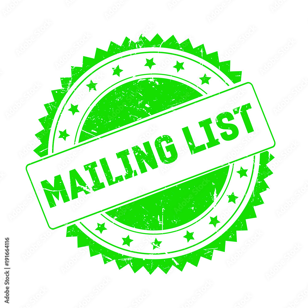 Mailing List green grunge stamp isolated