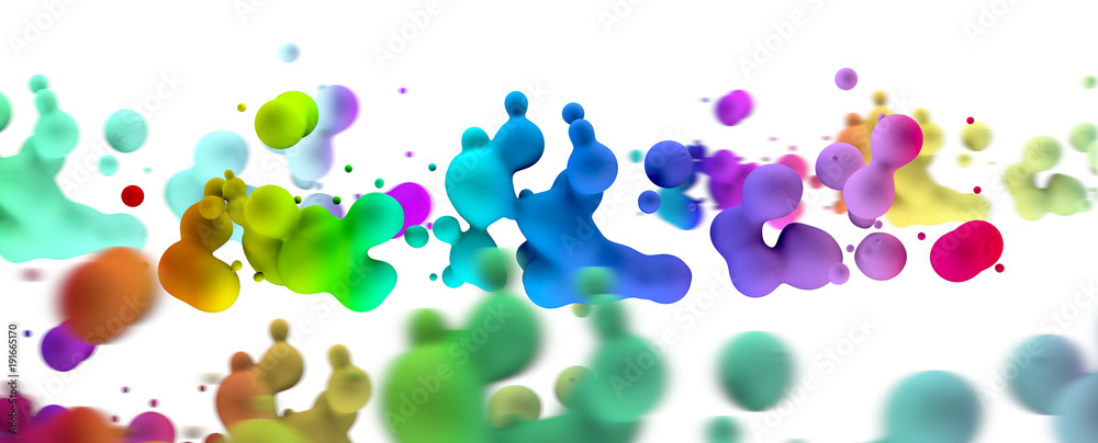 Fondo abstracto de gotas de liquido de colores sobre fondo  blanco.Salpicadura de tinta o pintura en gama de colores Stock Illustration  | Adobe Stock