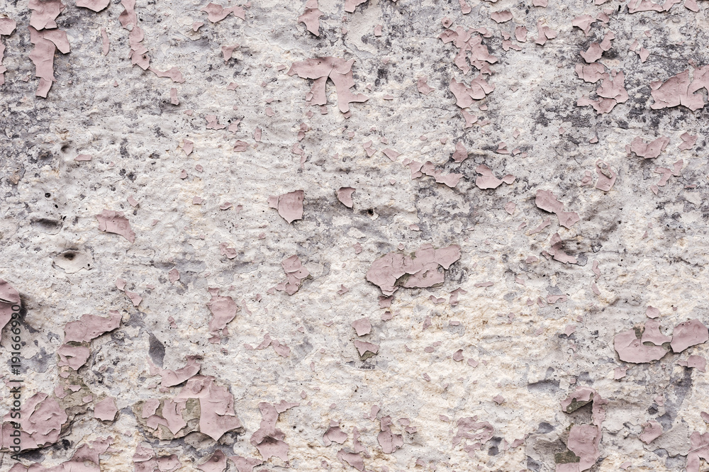 Elements Pink paint coating with cracks on a dirty gray stone. Peeling pink paint Grunge
