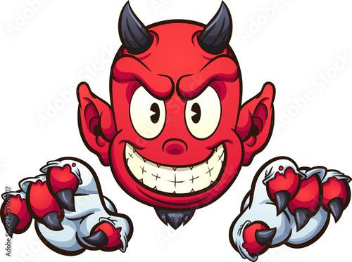 Foto Cartoon devil with gloves