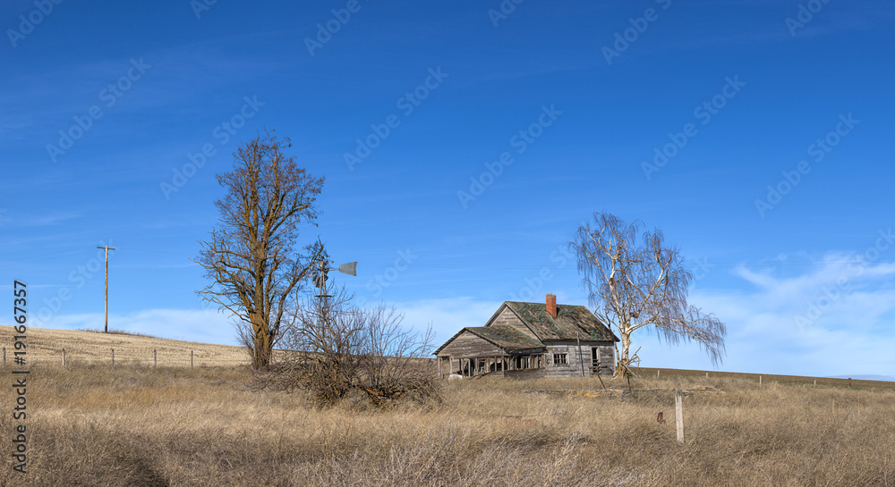 Panorama of abandoned farm house. Panorama of abandoned farm house.