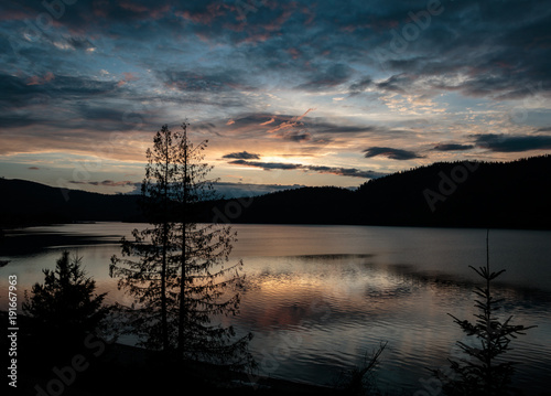 Sunset Silhouette Lake