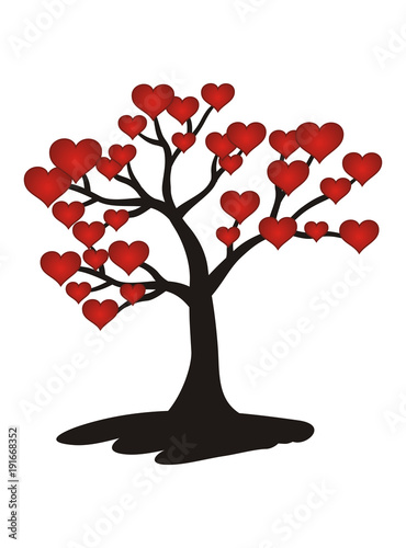 Tree with Red hearts. Love