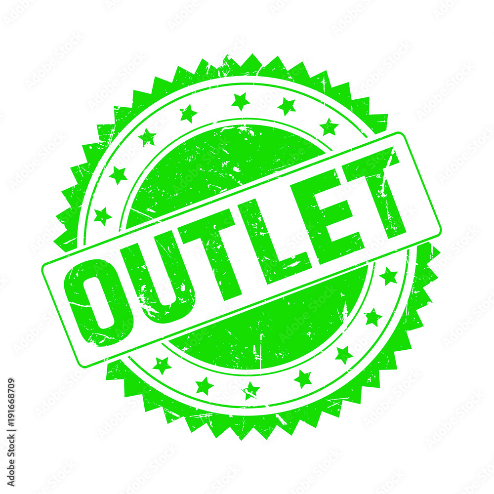 Outlet green grunge stamp isolated