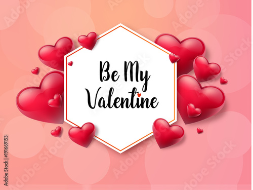 2018 Valentine's day background with textbox and beautifull hearts. Vector illustration