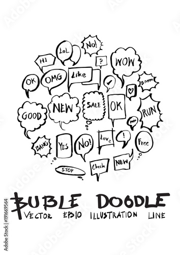 Bubble speech doodle illustration circle form on a4 paper wallpaper line sketch style eps10