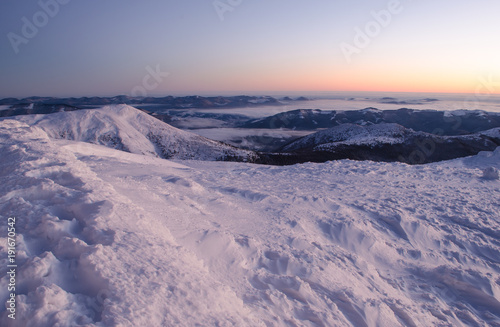 Blue hour photograph taken in Ukrainian Carpathians