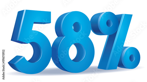 illustration Vector of 58 percent blue color in white background