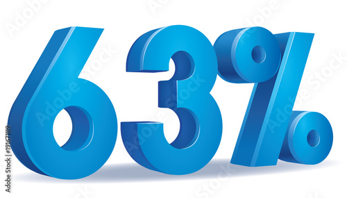 illustration Vector of 63 percent blue color in white background