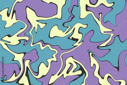 Green violet digital marbling. Abstract marbled backdrop. Liquid paint abstraction.