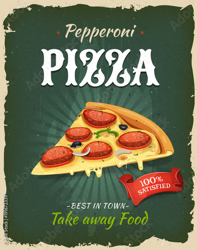 Folia na okno łazienkowe retro Pizza Pepperoni