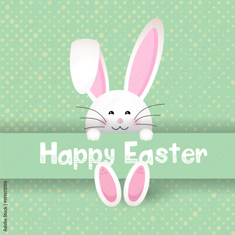 Obraz premium Cute Easter bunny on polka dot background