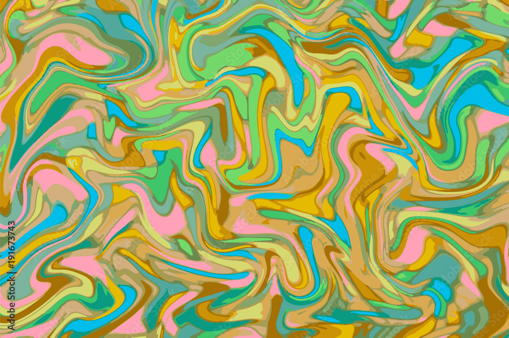 Green yellow digital marbling. Abstract marbled backdrop. Liquid paint abstraction