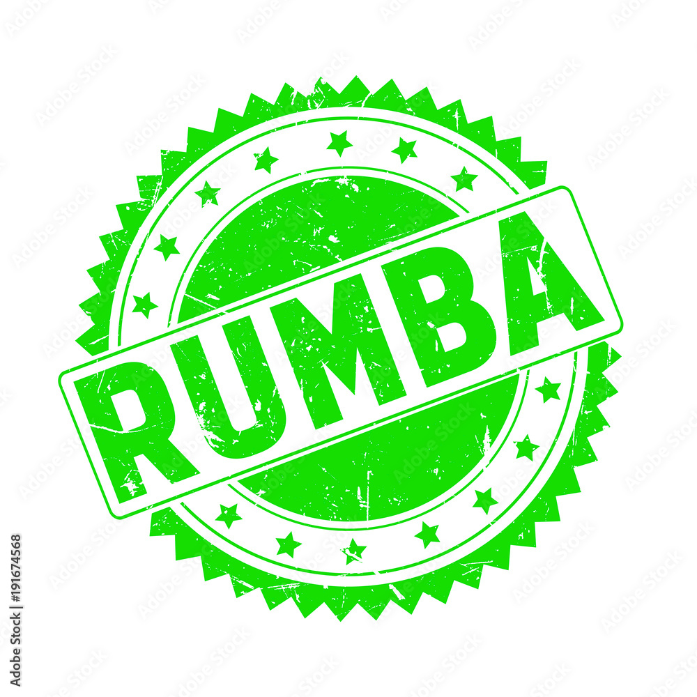 Rumba green grunge stamp isolated