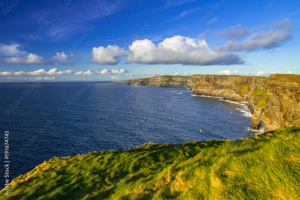 Cliffs of Moher in Ireland at sunny day, Co. Clare