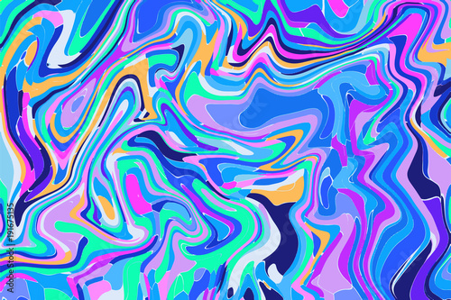 Bright blue digital marbling. Abstract marbled backdrop. Liquid paint abstraction. photo