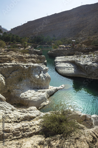 Rocks in Green Water in Wadi Bani Khalid