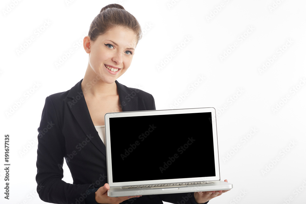 young businesswoman working on laptop computer young businesswoman working on laptop computer