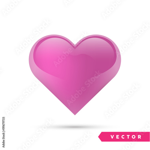 Realistic vector heart. Isolated on white. Valentines day greeting card background. 3D icon. Romantic vector illustration. Easy to edit design template for your artworks.