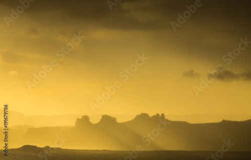 Evening storm and beautiful cloudscape in the Arches National Park  Utah