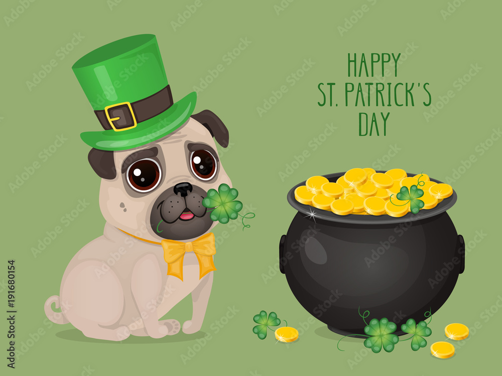 Happy st patricks leprechaun hat cartoon clipart Vector Image