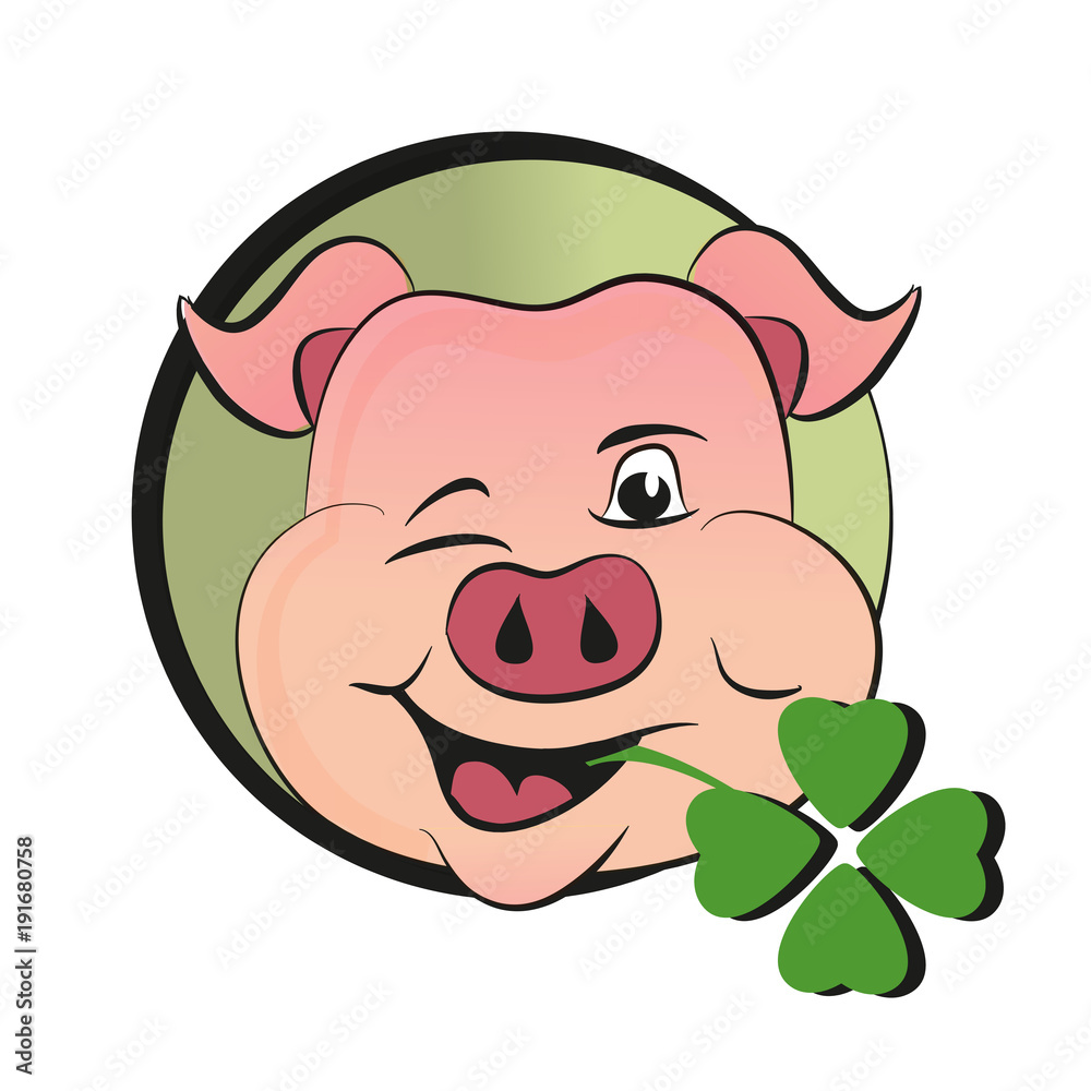 St patrick s day pig with green clover, design vector