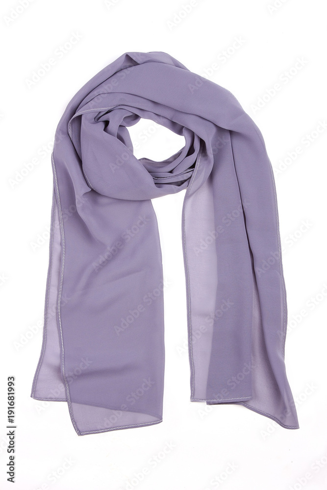 Gray women's scarf, shawl isolated on white background