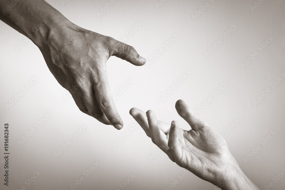 Obraz Hand helping hand concept. Hope, love, rescue concept.