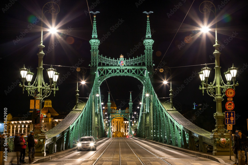 Liberty Bridge,night, Budapest, Hungary.December 29, 2017