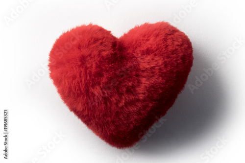 Heart shape red fluffy soft pillow or cushion for Valentine's day love