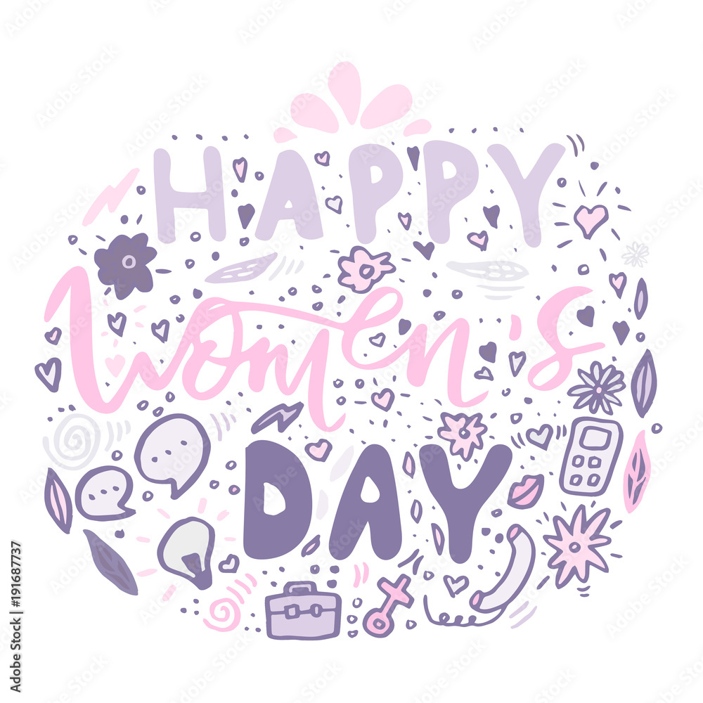 Beautiful card design for happy women's day celebration. Postcar Beautiful card design for happy women's day celebration. Postcar