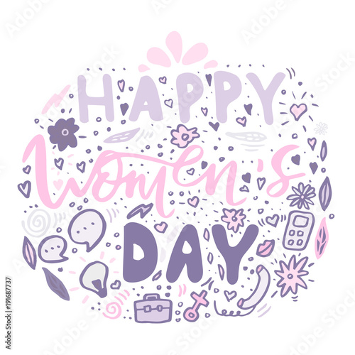Beautiful card design for happy women's day celebration. Postcar