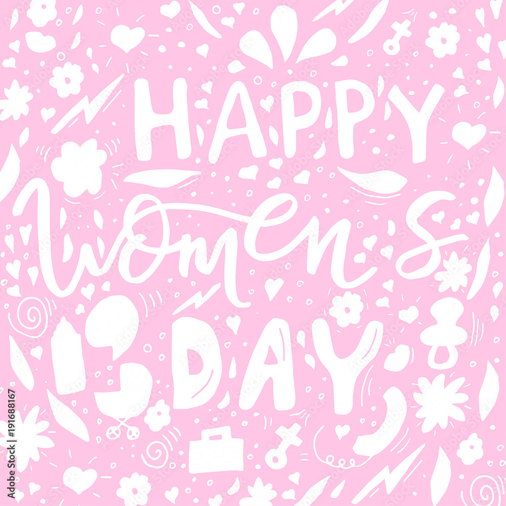 Beautiful card design for happy women's day celebration. Postcar Beautiful card design for happy women's day celebration. Postcar