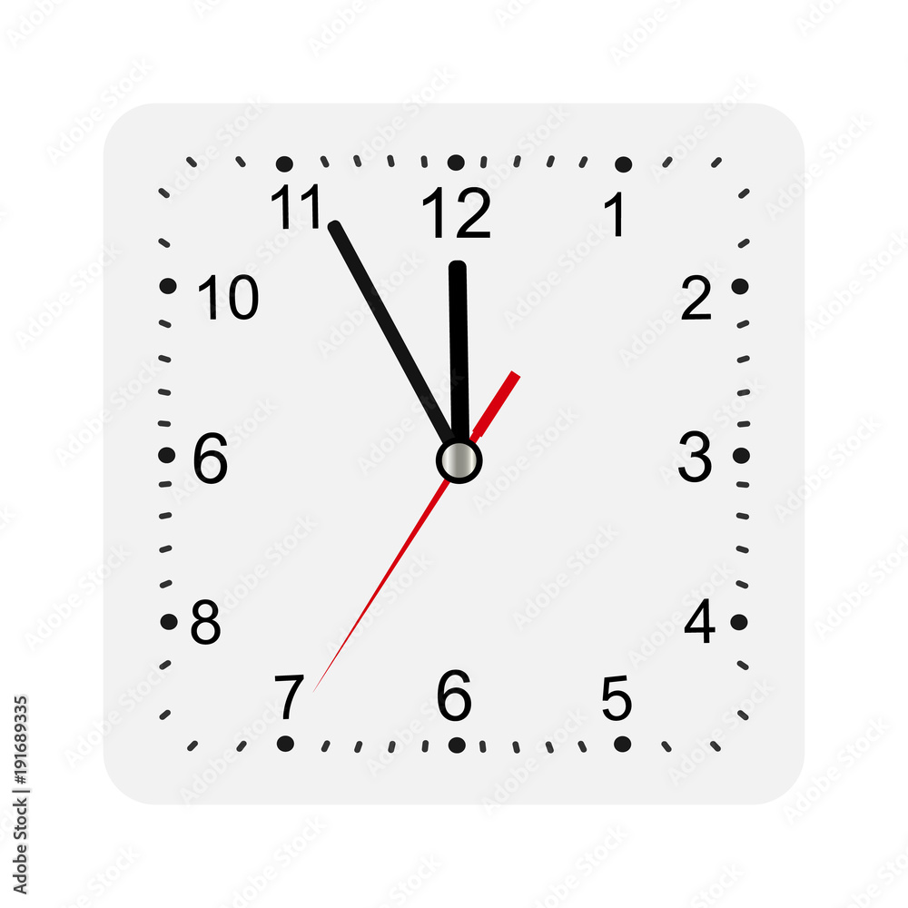 Fototapeta premium Classic square wall clock isolated on white. Empty dial watch. Vector