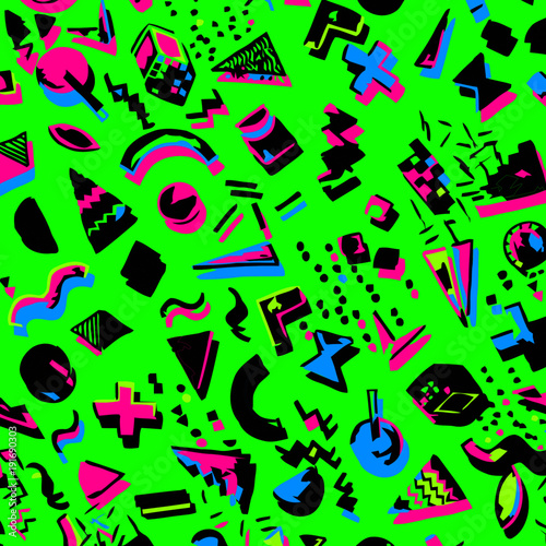 Black and Green Menphis Neon Pattern