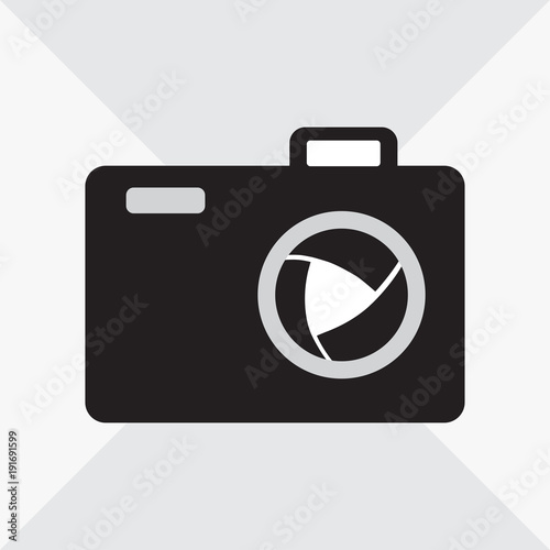 Black and white camera icon. Vector illustration
