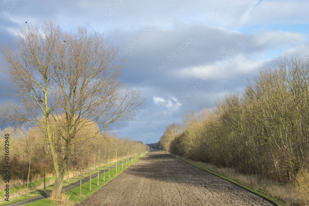 Plowed field. Spring landscape. Countryside. Agriculture in Holland. Farm field in the spring.