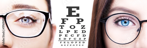 Beautiful young woman wearing glasses. Close-up shot